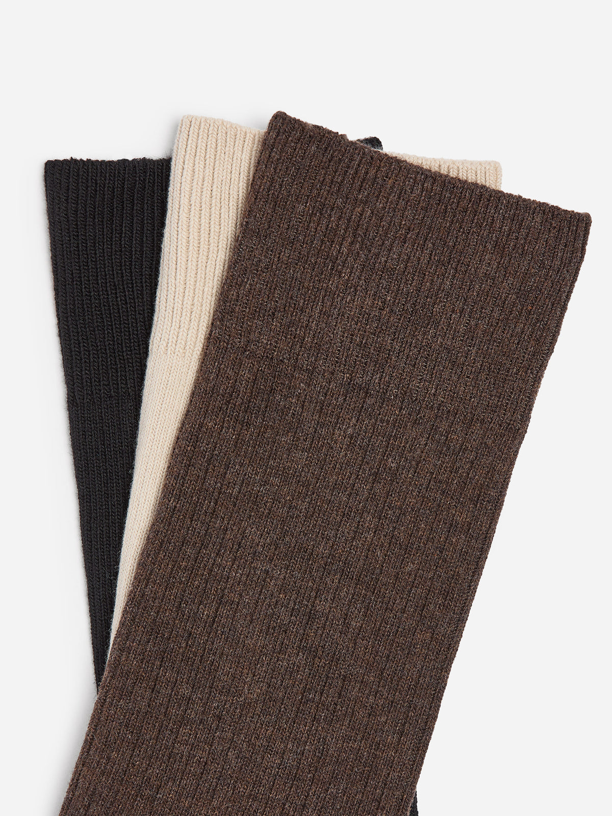 Supima Cotton Rib Socks Set of 3 pairs - Brown - Image 2