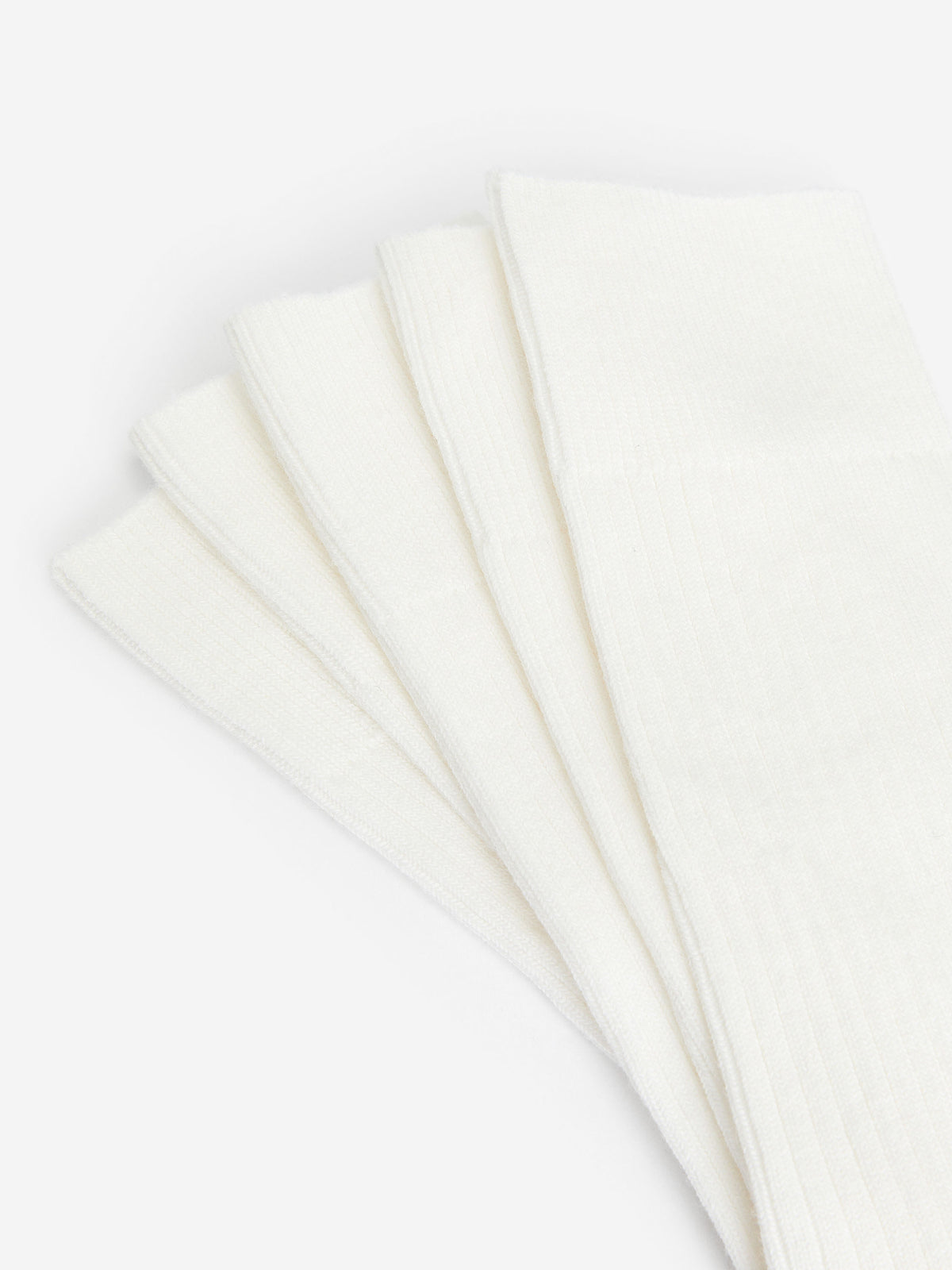 Supima Cotton Rib Socks 5 Pairs - White - Image 6