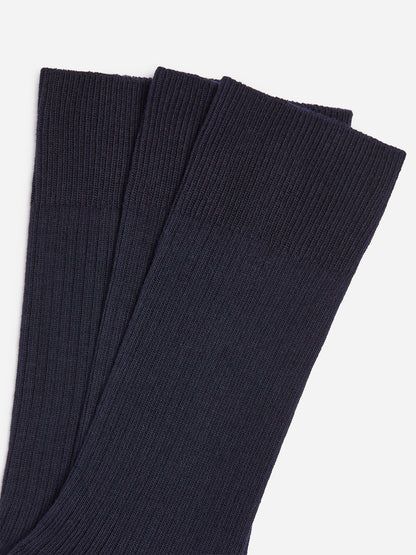 Supima Cotton Rib Socks Set of 3 pairs - Blue - Image 3