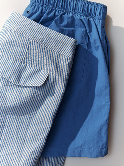 Seersucker Swim Shorts - Blue