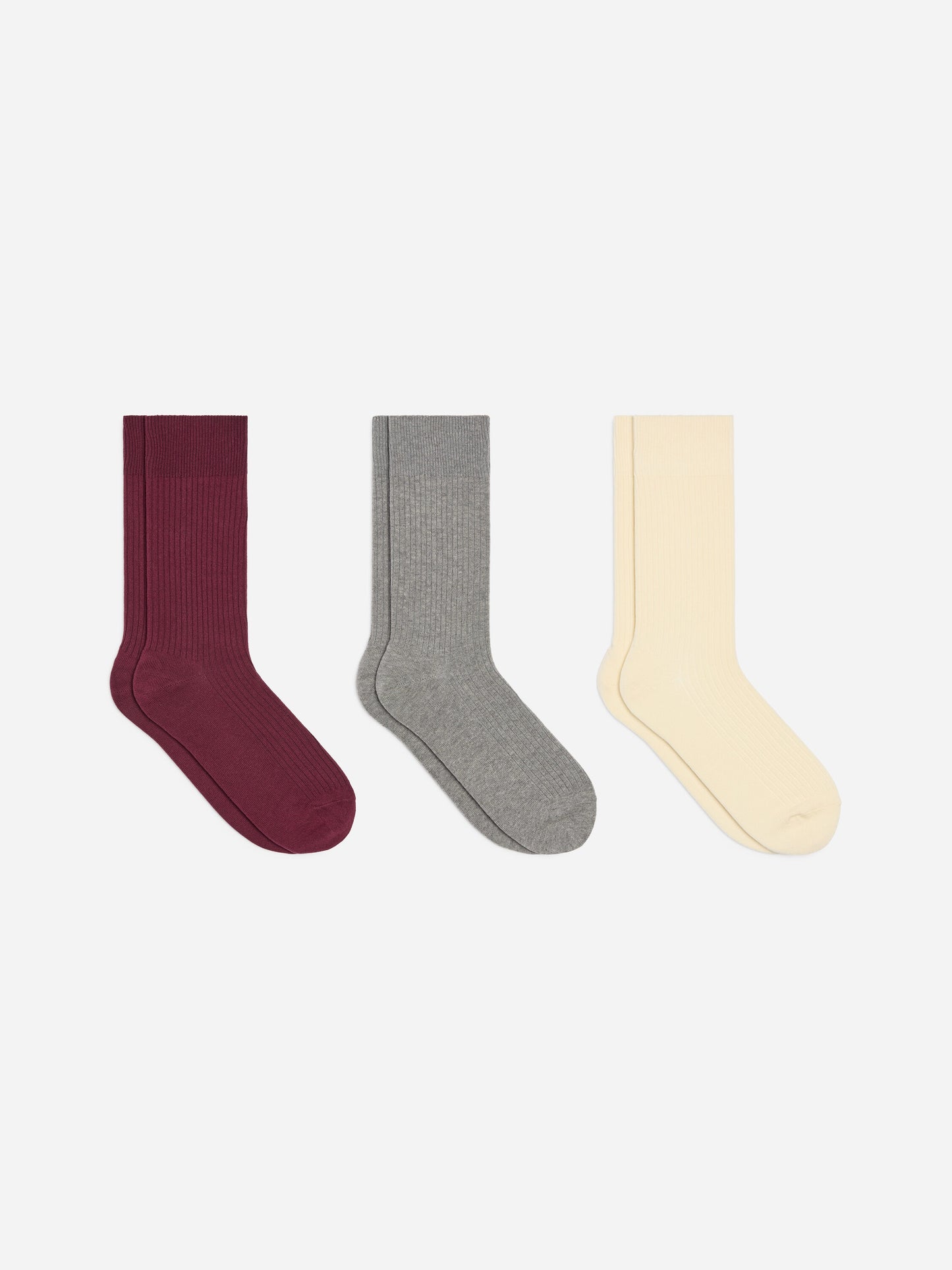 Supima Cotton Rib Socks Set of 3 pairs - Beige