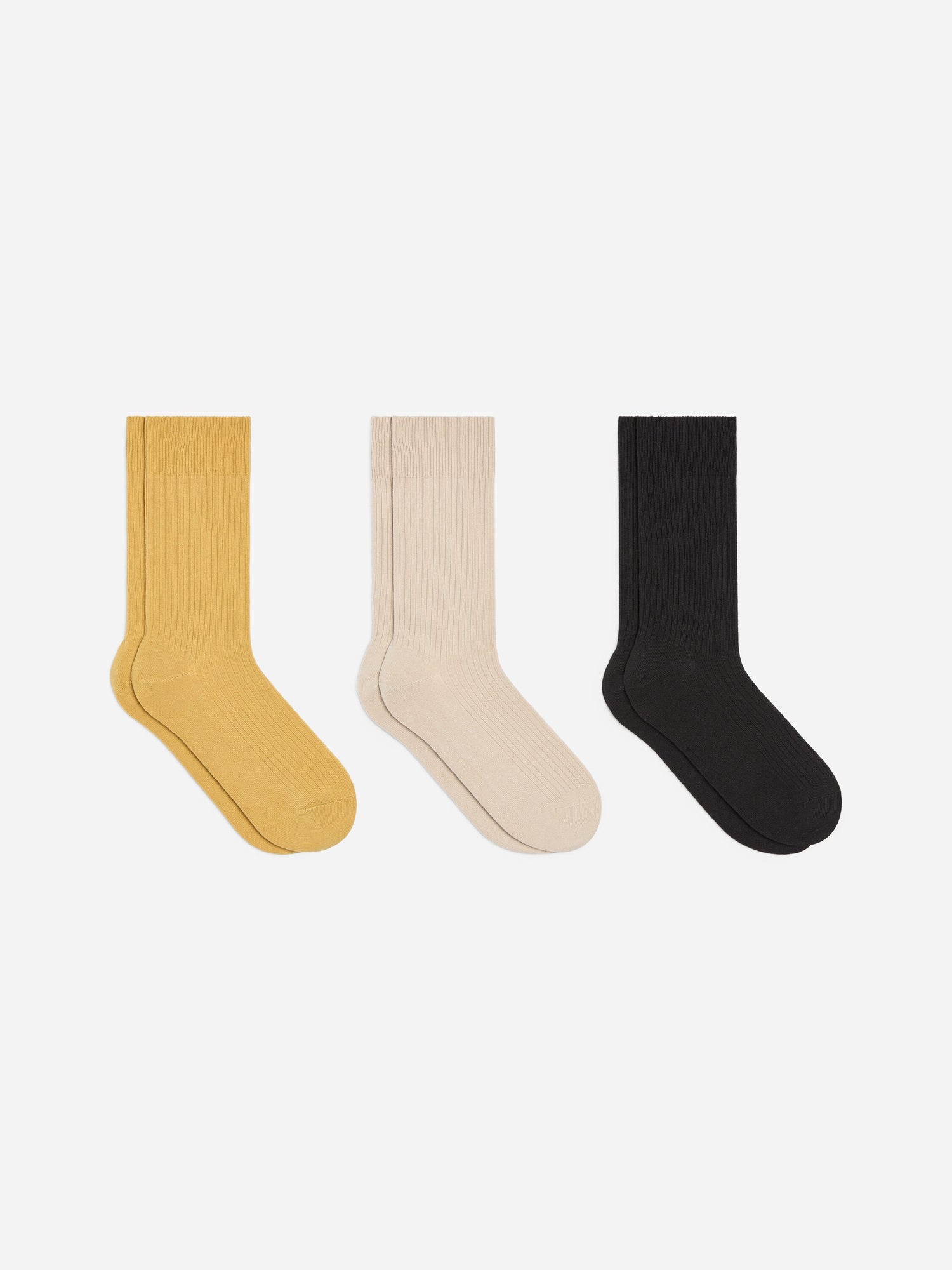 Supima Cotton Rib Socks Set of 3 pairs - Yellow