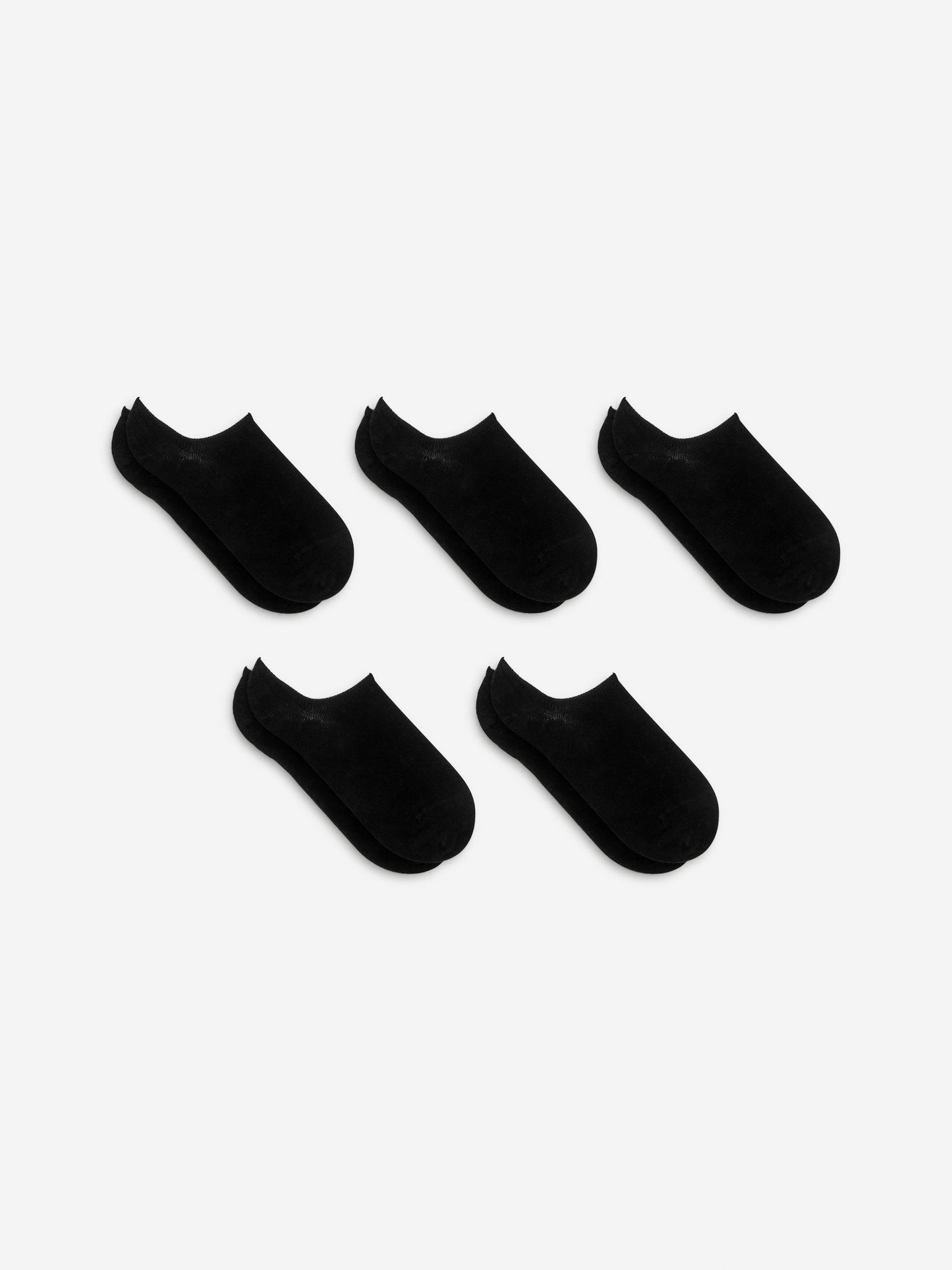 Sneaker Socks, 5 Pairs - Black