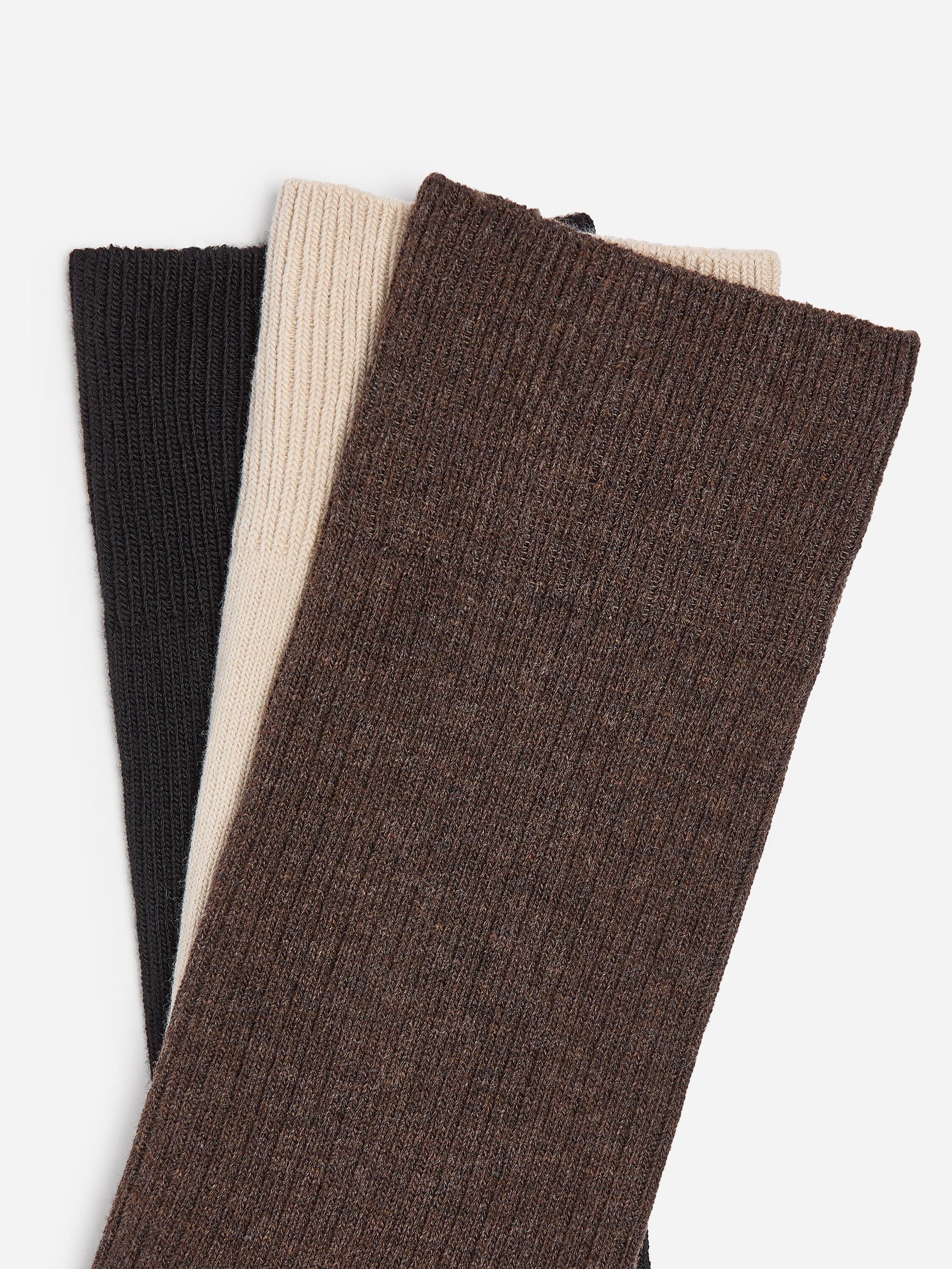 Supima Cotton Rib Socks Set of 3 pairs - Brown - Image 2