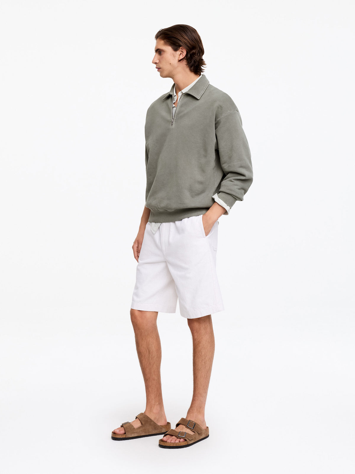 Half-Zip Sweatshirt - Grey - Image 3