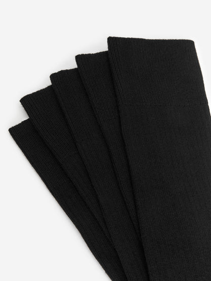 Supima Cotton Rib Socks 5 Pairs - Black - Image 4