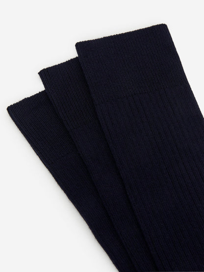 Supima Cotton Rib Socks Set of 3 pairs - Blue - Image 4