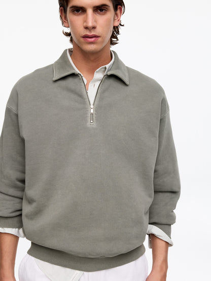 Half-Zip Sweatshirt - Grey - Image 4