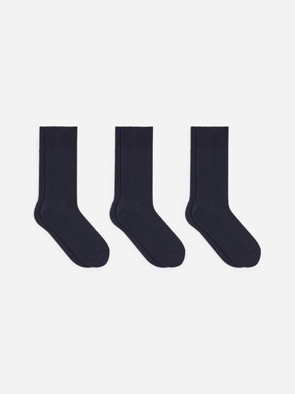Supima Cotton Rib Socks Set of 3 pairs - Blue - Image 2