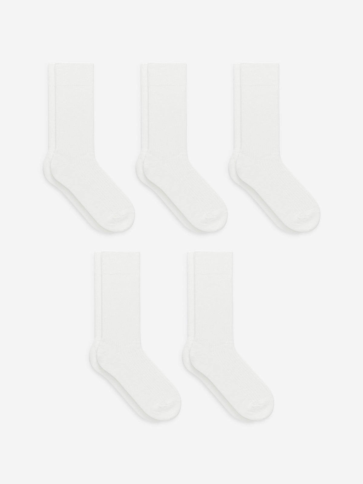 Supima Cotton Rib Socks 5 Pairs - White - Image 2