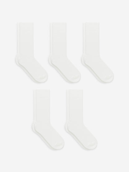 Supima Cotton Rib Socks 5 Pairs - White - Image 2