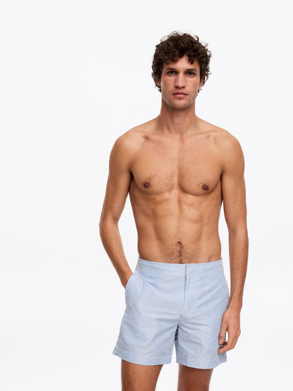 Seersucker Swim Shorts - Blue - Image 3