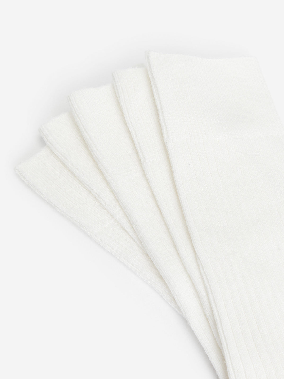 Supima Cotton Rib Socks 5 Pairs - White - Image 3