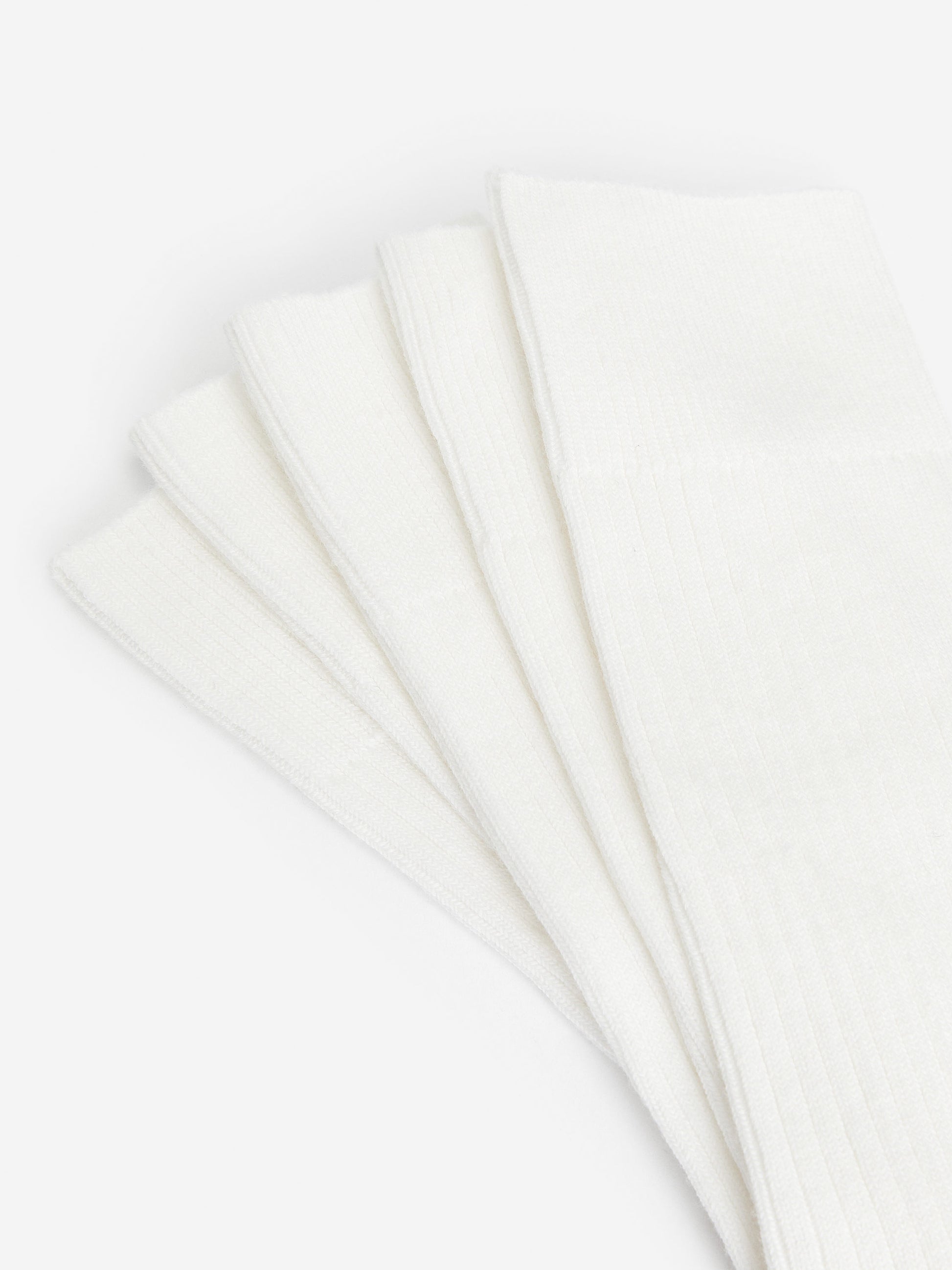 Supima Cotton Rib Socks 5 Pairs - White - Image 3