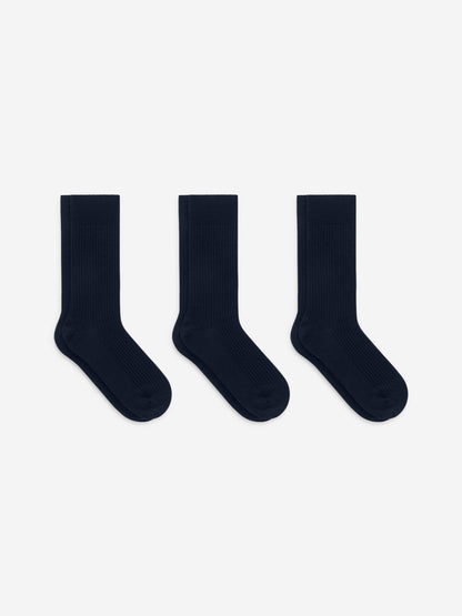 Supima Cotton Rib Socks Set of 3 pairs - Blue