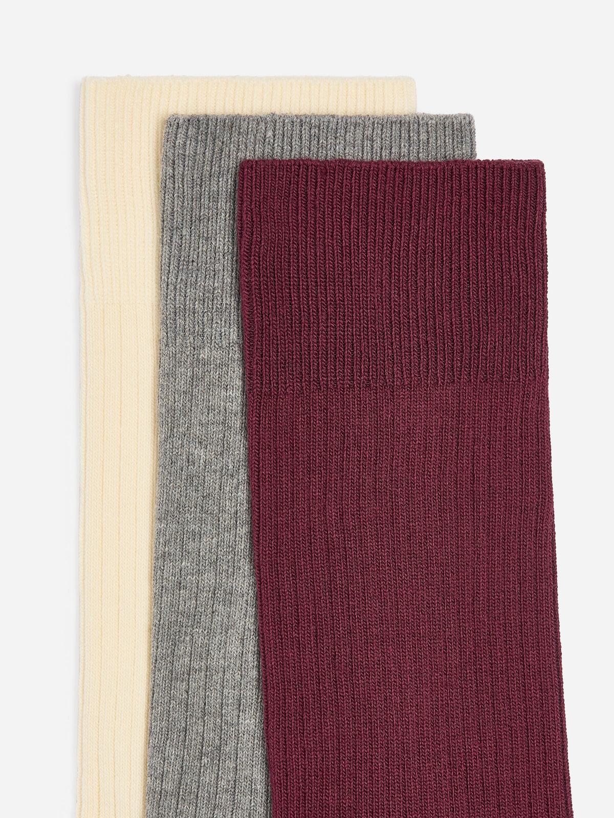 Supima Cotton Rib Socks Set of 3 pairs - Beige - Image 2