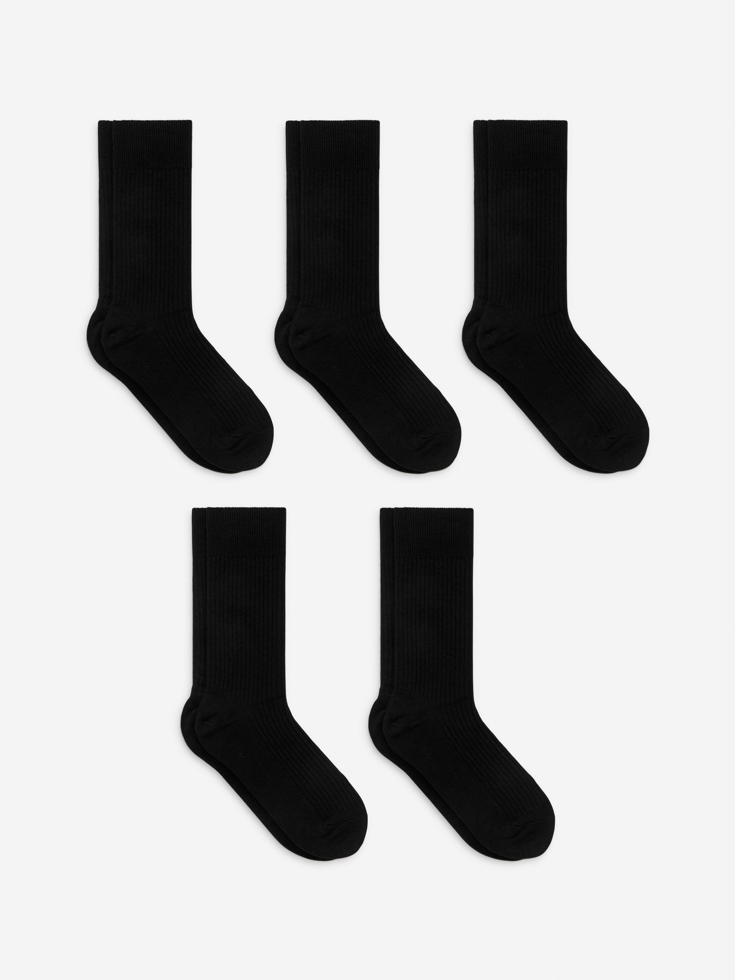Supima Cotton Rib Socks 5 Pairs - Black - Image 2