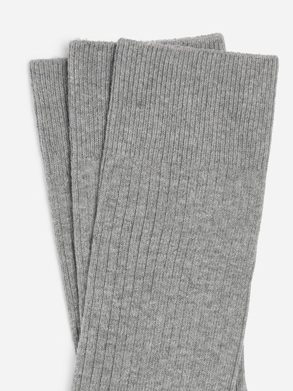 Supima Cotton Rib Socks Set of 3 pairs - Grey - Image 3