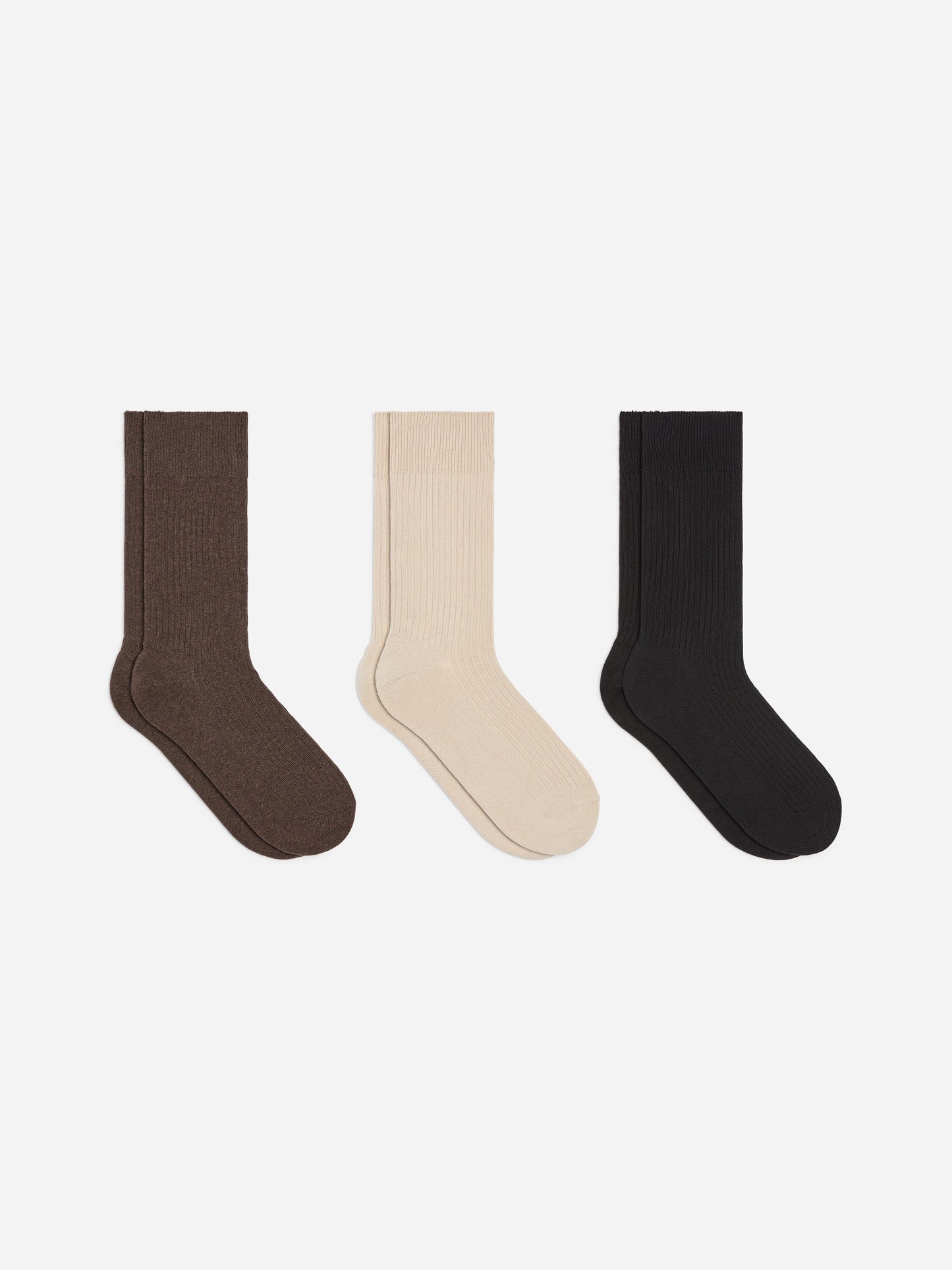 Supima Cotton Rib Socks Set of 3 pairs - Brown