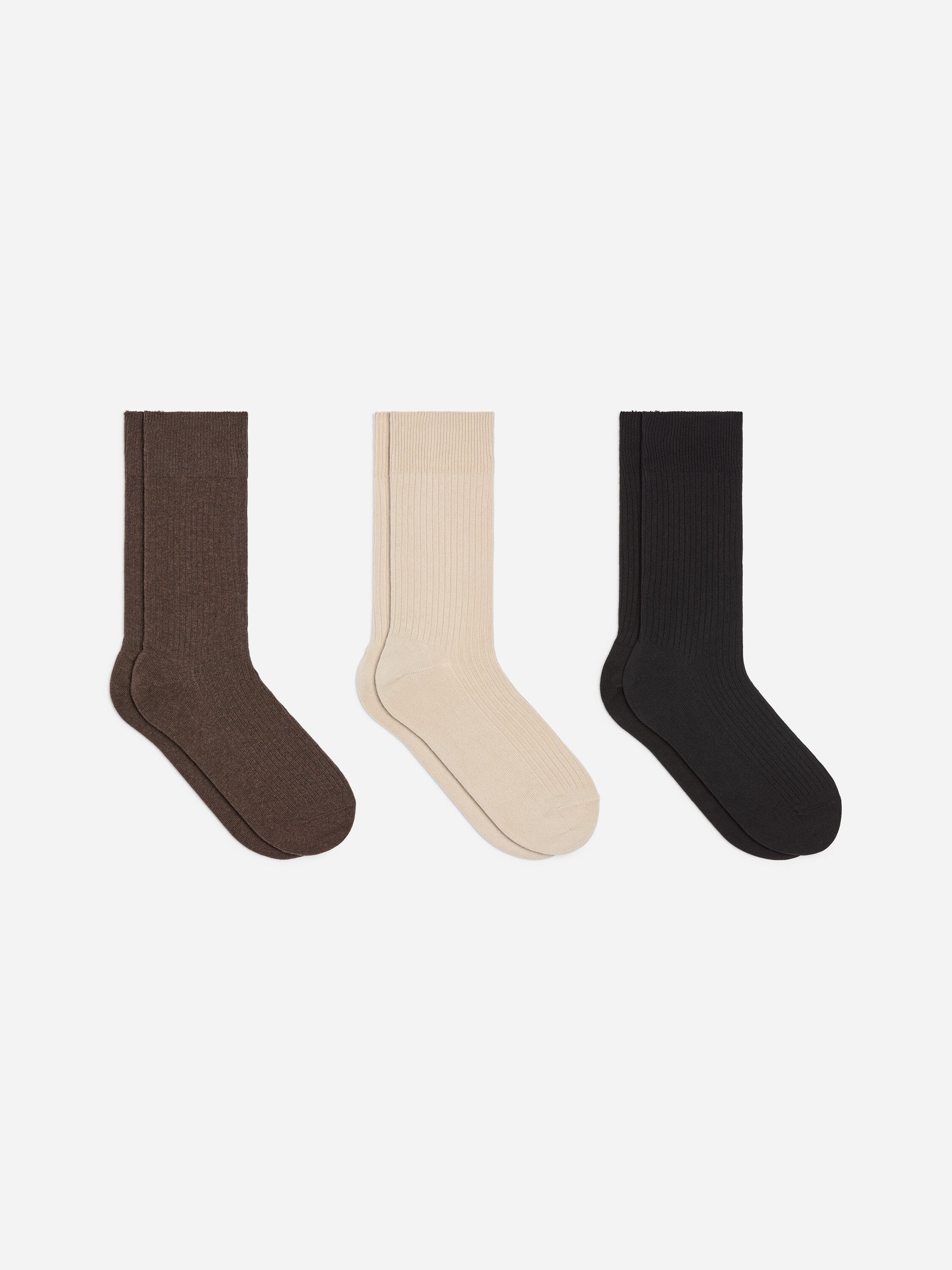 Supima Cotton Rib Socks Set of 3 pairs - Brown