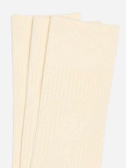 Supima Cotton Rib Socks Set of 3 pairs - White - Image 2