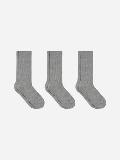 Supima Cotton Rib Socks Set of 3 pairs - Grey - Image 2