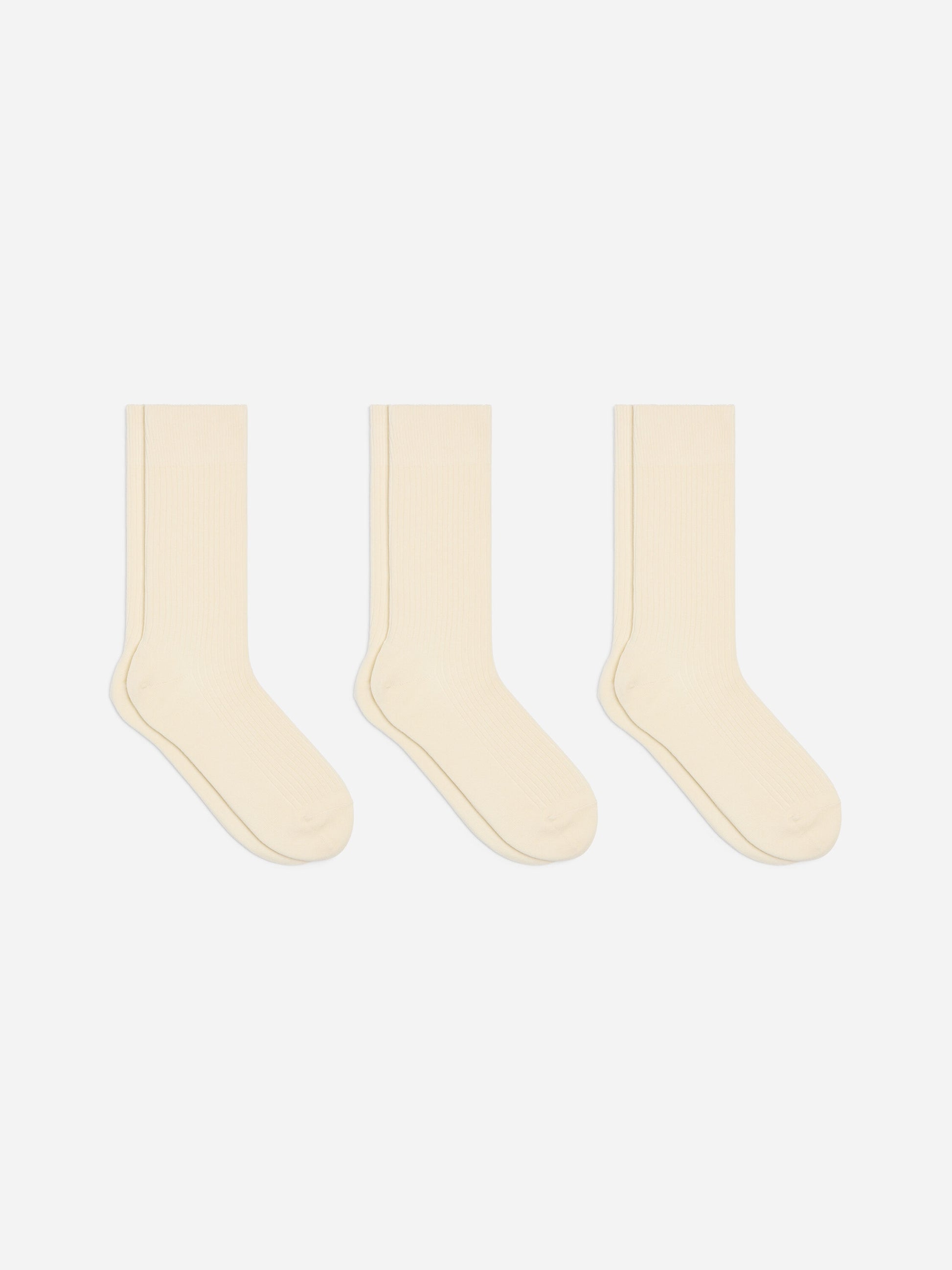 Supima Cotton Rib Socks Set of 3 pairs - White