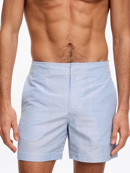 Seersucker Swim Shorts - Blue - Image 4
