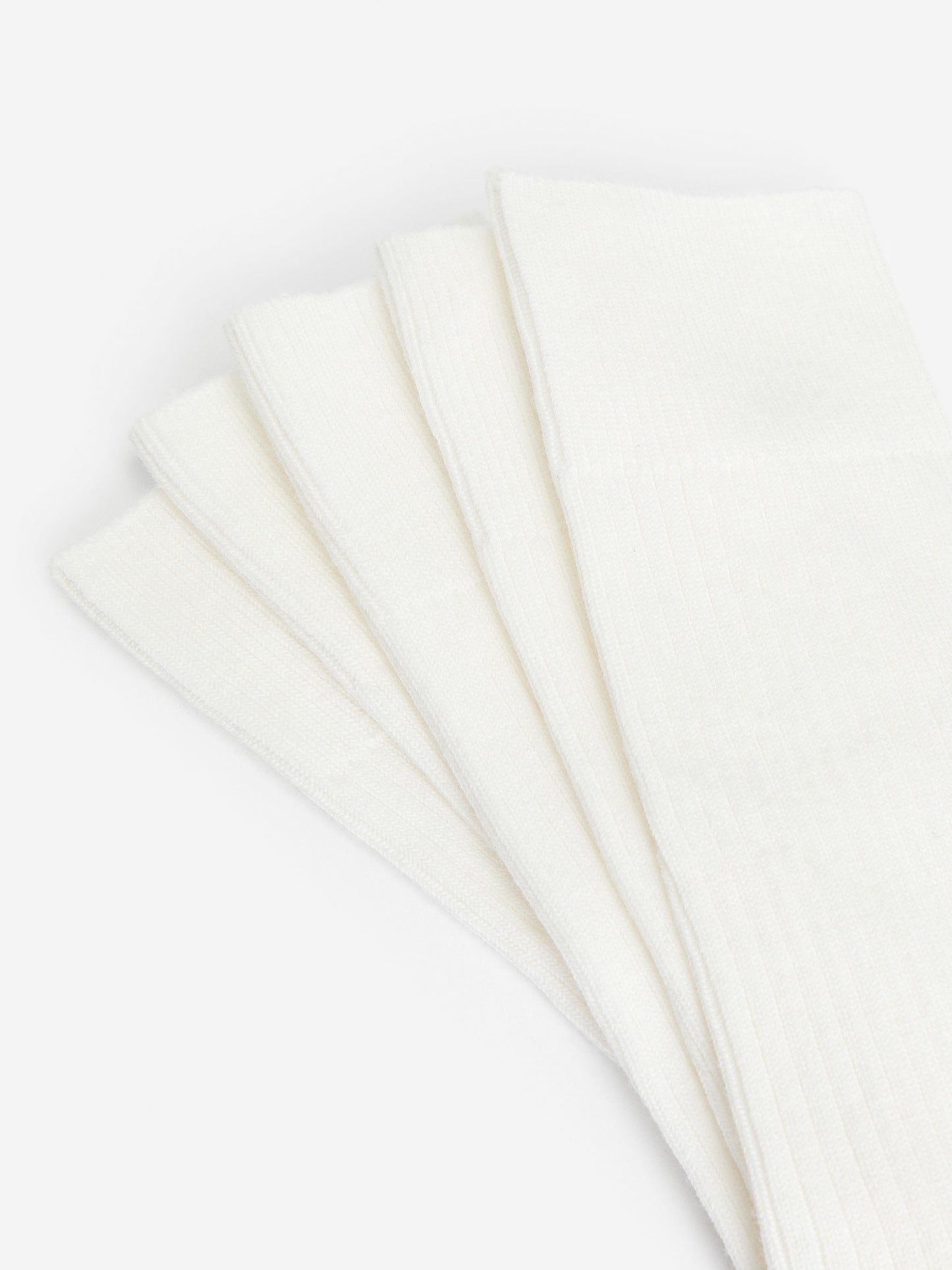Supima Cotton Rib Socks 5 Pairs - White - Image 6